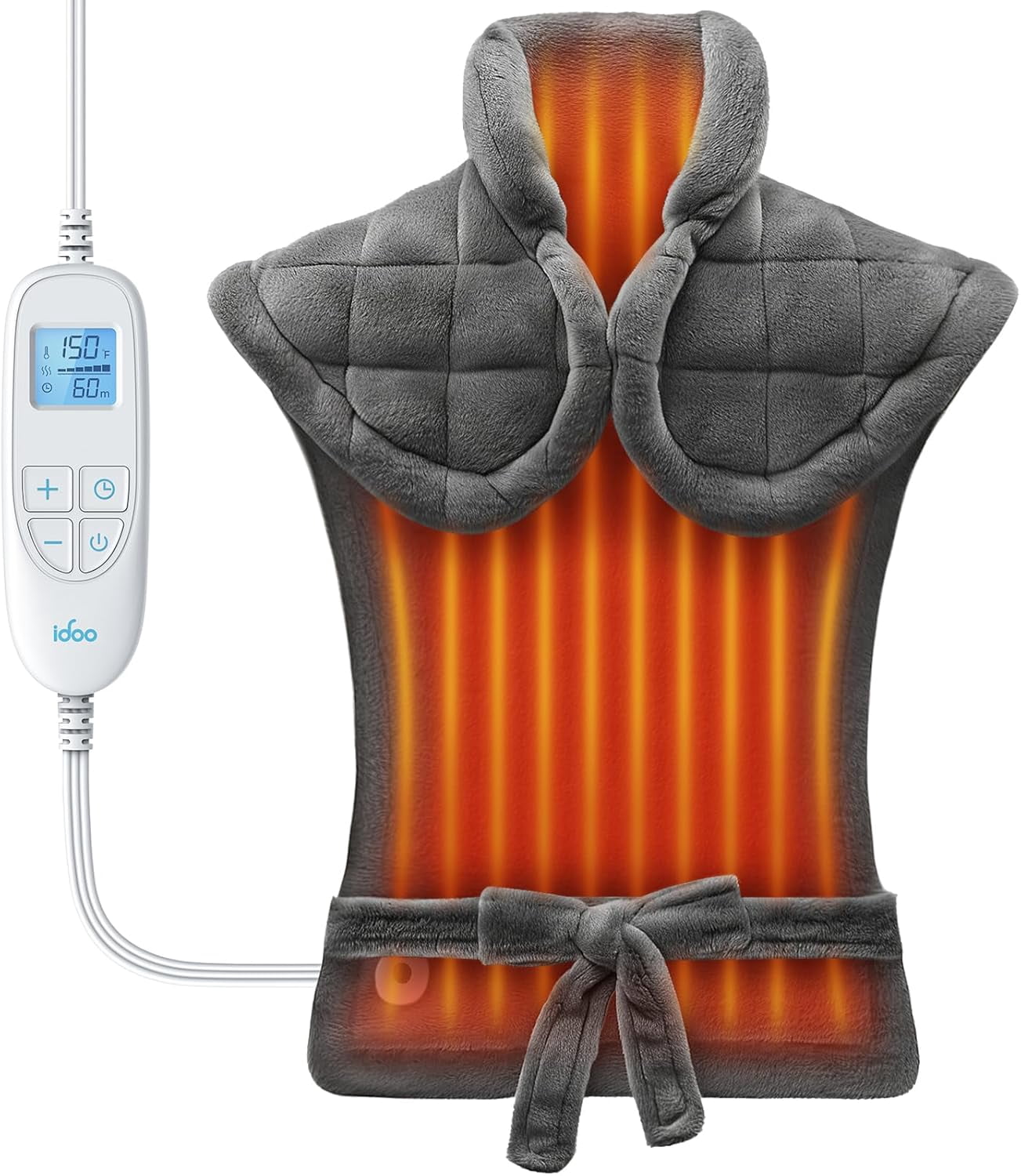 iDOO 24 x 33 in Weighted Electric Heating Pad for Neck Shoulders Back, 6 Heat Levels, 3 Timers, Auto-Off, ETL Certified