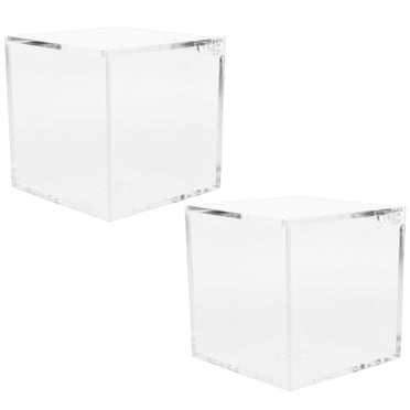 FRCOLOR clear display case 2pcs Clear Acrylic Box Organizers Action Figures Display Box Countertop Acrylic Display Case,3.15"X3.15"X3.15"