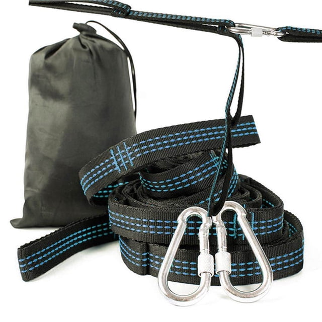 Maoww 2pcs Super Strong Hammock Straps with Carabiners Buckles Camping Hiking Tree Hanging Belt Rope