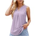 thumbnail image 1 of Timegard Womens Tank Tops Eyelet V Neck Ruched Tunic Tops Summer Beach Dressy Casual Solid Color Tee, 1 of 7