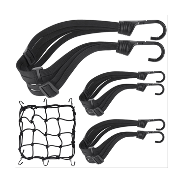 3Pcs Motorcycle Helmet Rope High Retractable Black Luggage Helmet Mesh Elastic Rope Strap with Cargo Net