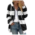 thumbnail image 2 of TIMIFIS Womens Winter Fuzzy Fleece Jacket Hooded Color Block Patchwork Cardigan Coats Outerwear Fashion-BlackFall/Winter, 2 of 5