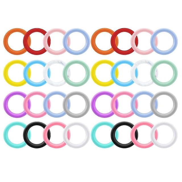 32 Pcs Anneaux Toriques en Silicone Perles 65mm Boucle Ronde en Silicone avec 2 Trous