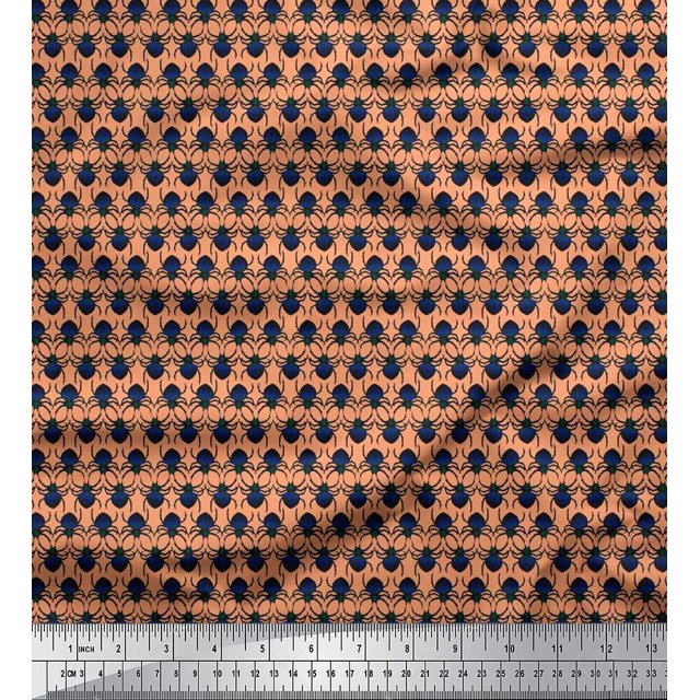 Soimoi Poly Georgette Fabric Spider Insects Decor Fabric Printed Yard 42 Inch Wide