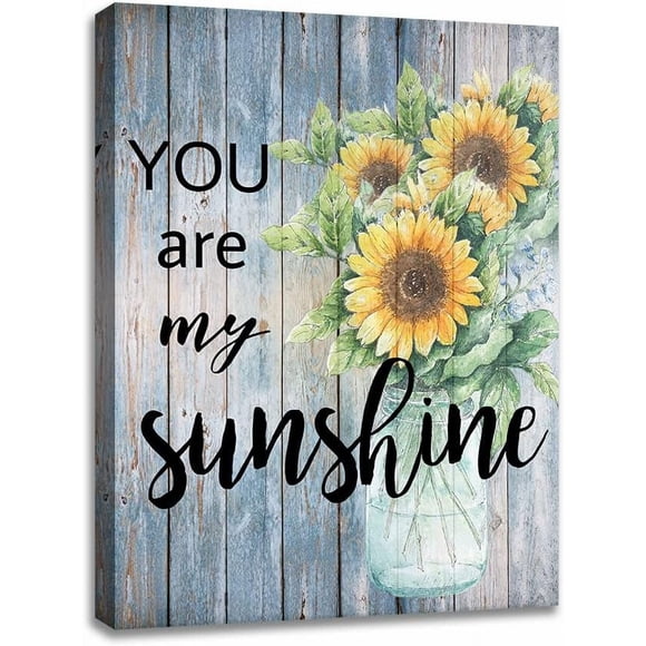 Inspirational Wall Art You are My Sunshine Sunflower Canvas Wall Art Motivational Quotes Framed Pictures Painting for Living Room Bedroom Bathroom Ready to Hang