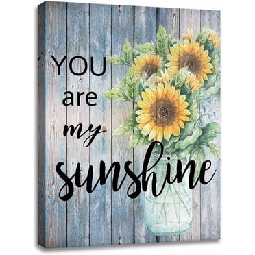 Inspirational Wall Art You are My Sunshine Sunflower Canvas Wall Art Motivational Quotes Framed Pictures Painting for Living Room Bedroom Bathroom Ready to Hang