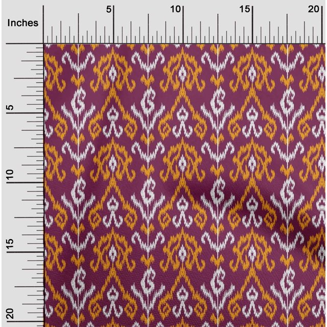 oneOone Georgette Viscose Fabric Stripe & Paisley Ikat Print Fabric BTY 42 Inch Wide