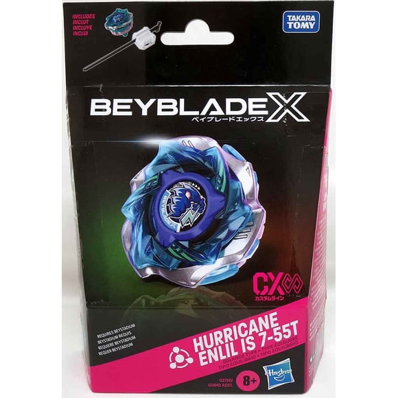 Beyblade X Action Figure Starter Pack - Hurricane Enlil IS 7-55T with Launcher