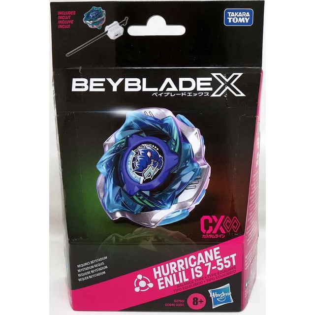 Beyblade X Action Figure Starter Pack - Hurricane Enlil IS 7-55T with Launcher