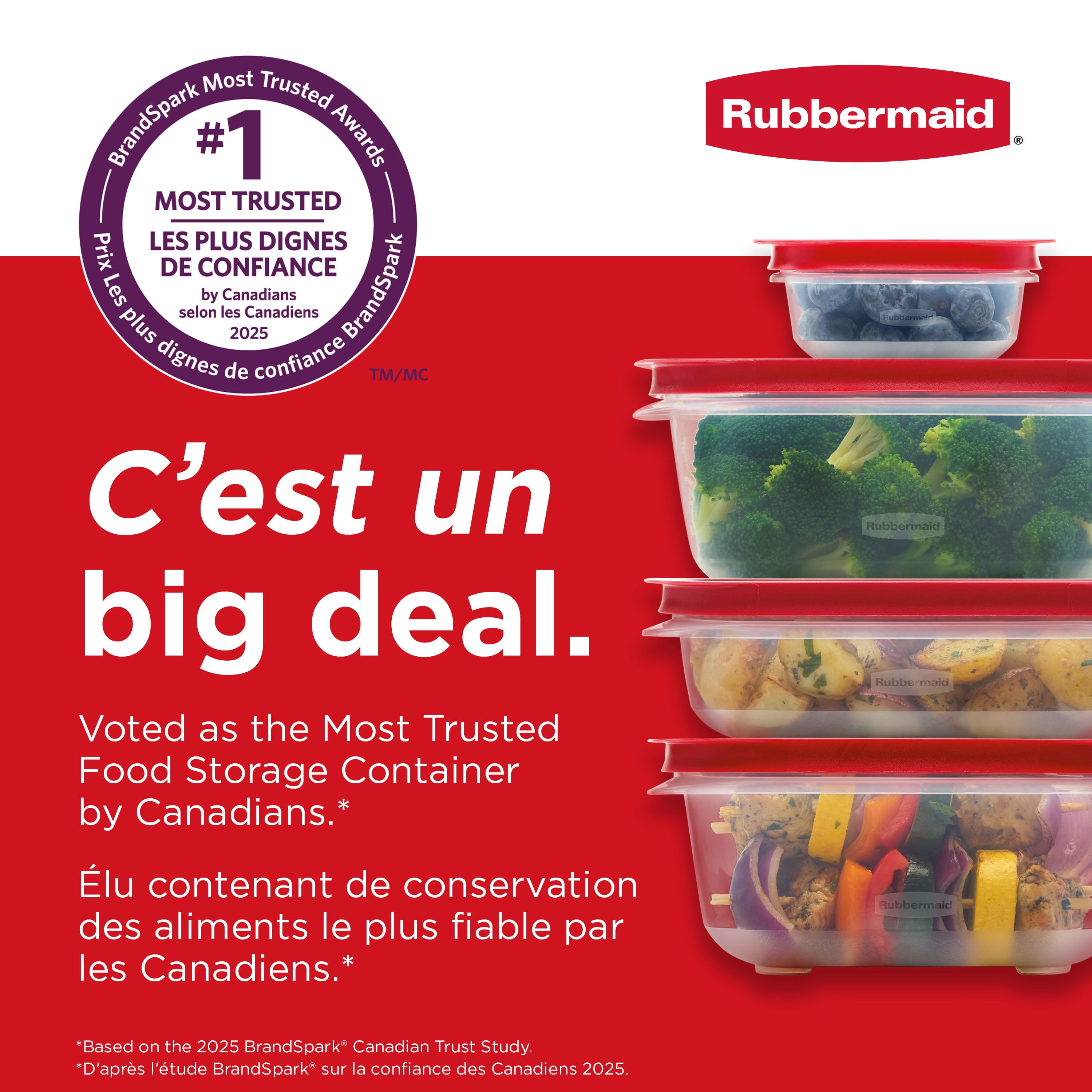 Contenants de conservation des aliments rectangulaires de taille moyenne Stockagefacile de Rubbermaid avec couvercles, ensemble de 18 pièces