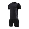 thumbnail image 2 of hengsof Ensemble de Maillot de Football à la Mode pour Enfants, Haut à Manches Courtes Col Ras du Cou, Short à Taille Élastique Tenue de Sport, Confortable Respirant Absorbant la Sueur Séchage Rapide Uniforme de Sport Deux Pièces, 2 of 4