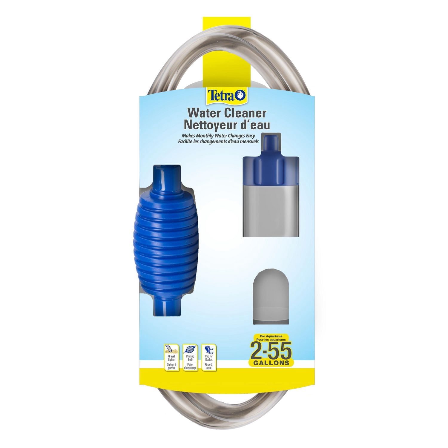Tetra Nettoyeur d'eau siphon de gravier avec pompe à main, Aquariums d'eau douce faciles à nettoyer