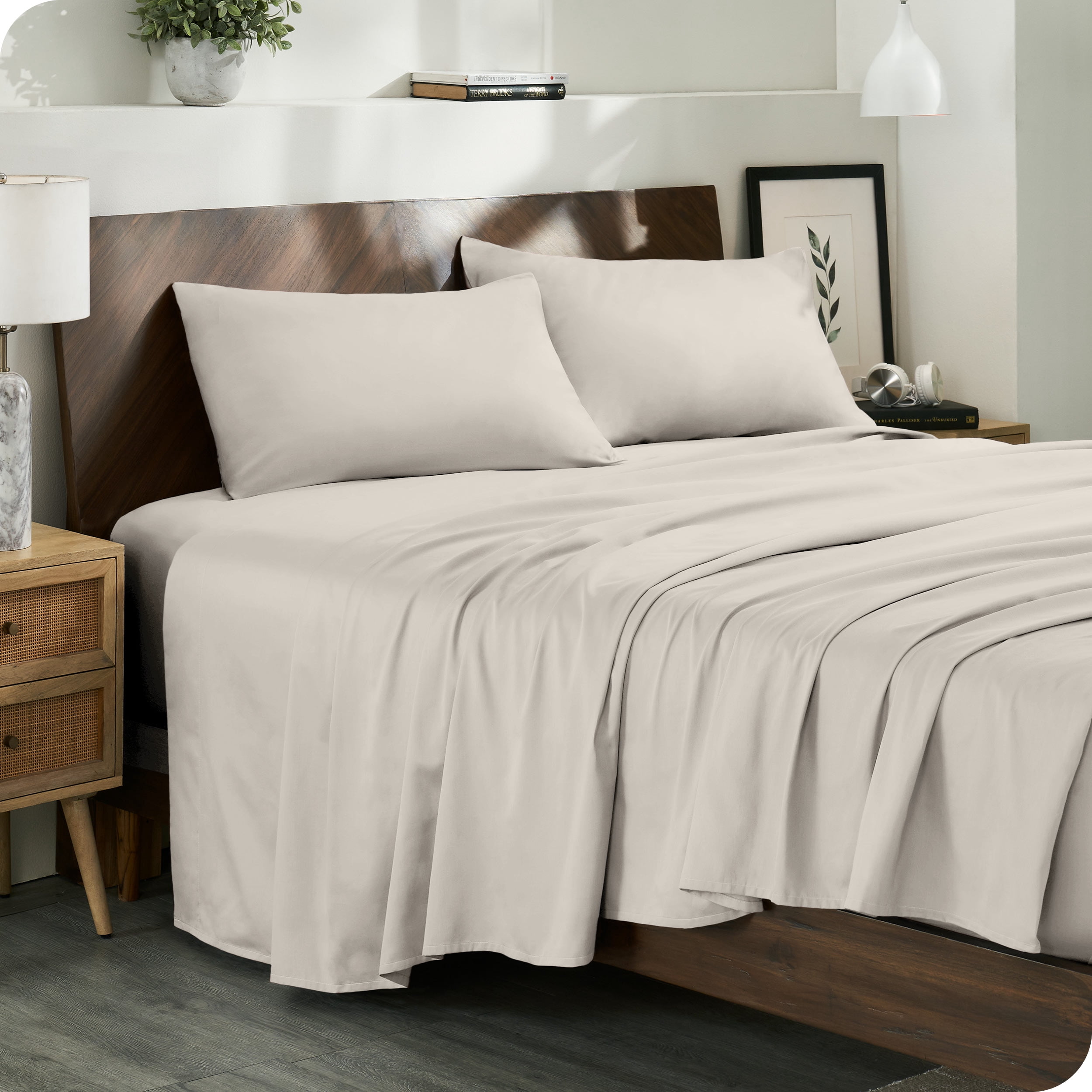 Bare Home Ensemble de Draps 100 % Coton Biologique - Tissage Satin