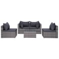 thumbnail image 2 of vidaXL Ensemble de Salon de Jardin 7 Pcs avec Coussins en Rotin Poly Gris, 2 of 5