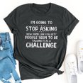 thumbnail image 1 of RXIRUCGD Hauts de Sortie pour Femmes Mode Été Décontracté Col Rond Imprimé Lettre Manches Courtes T-Shirt Chemises Femmes Gris Foncé, 1 of 8