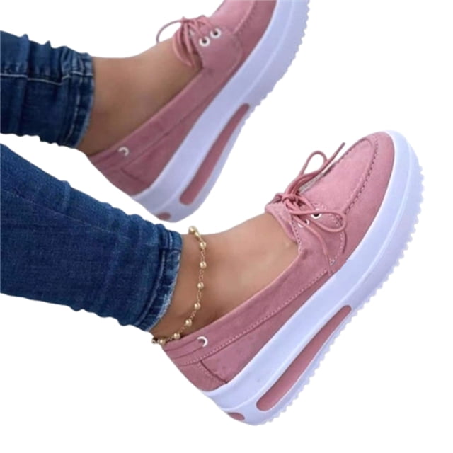 Espadrilles à Plateforme Compensée pour Femme, à Lacets, à Enfiler, Plates, pour Usage Quotidien Décontracté
