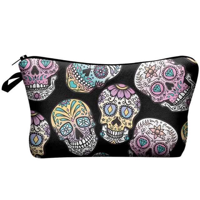 Femmes Sac Cosmétique Mode Impression Numérique Squelette Sac de Maquillage Sac de Toilette