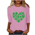 thumbnail image 2 of T-Shirt Ample à Manches Trois-Quarts et Col Rond Imprimé pour la Saint-Patrick pour Femmes, 2 of 6
