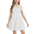 thumbnail image 1 of Girls Dress Solid Color Mesh Stitching Cute Summer Short Everyday Dress, 1 of 4