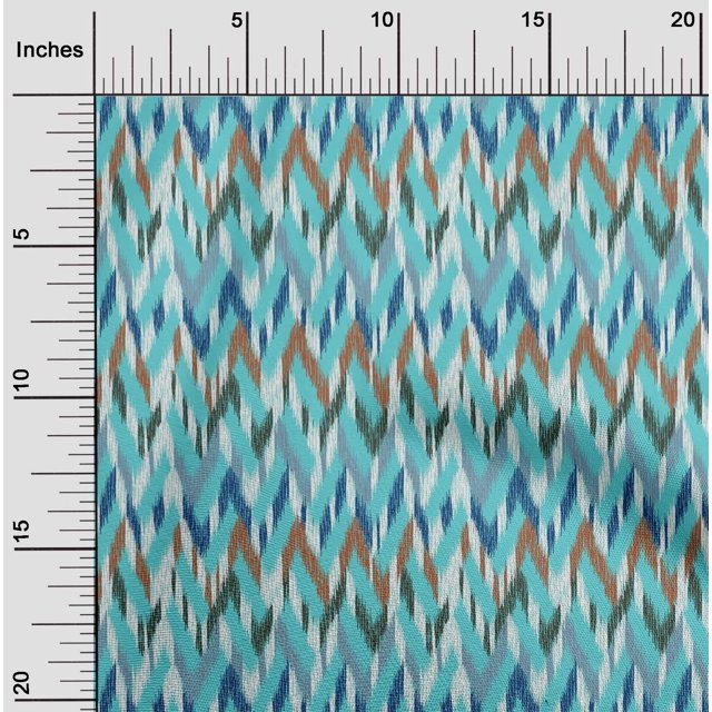oneOone Cotton Silk Fabric Chevron Ikat Printed Fabric 1 Yard 42 Inch Wide
