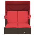 thumbnail image 2 of vidaXL Double Sun Lounger with Canopy and Cushions Brown Poly Rattan, 2 of 5