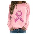 thumbnail image 3 of QATAINLAV Breast Cancer Awareness Sweatshirt for Women Pink Ribbon Graphic Basic Shirts Round Neck Long Sleeve Pullover Tops Pink S, 3 of 5