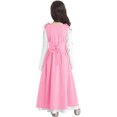 thumbnail image 3 of iefiel Robe Rétro d'Halloween pour Filles Robe Longue Évasée à Manches Longues Lacée Robe Princesse Maxi Rose 14, 3 of 7