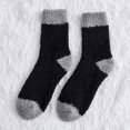 thumbnail image 2 of TIEVOSA Winter Men Coral Socks Middle Tube Sleeping Home Solid Stocking（Black）, 2 of 3