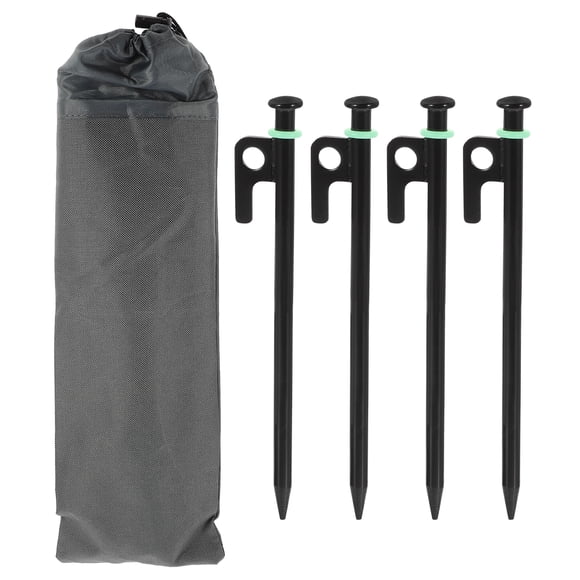 1 Set of Tent Ground Nails Metal Tent Stakes Tent Pegs Camping Tent Support Stakes with Noctilucent Ring