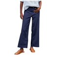 thumbnail image 1 of Women's Linen Pants - High Waisted Flare Wide Leg Capri Work Pants with Pockets, 1 of 6