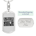 thumbnail image 2 of Prayer Steering Wheel Stainless Steel or 18k Gold Premium Swivel Dog Tag Keychain, 2 of 8