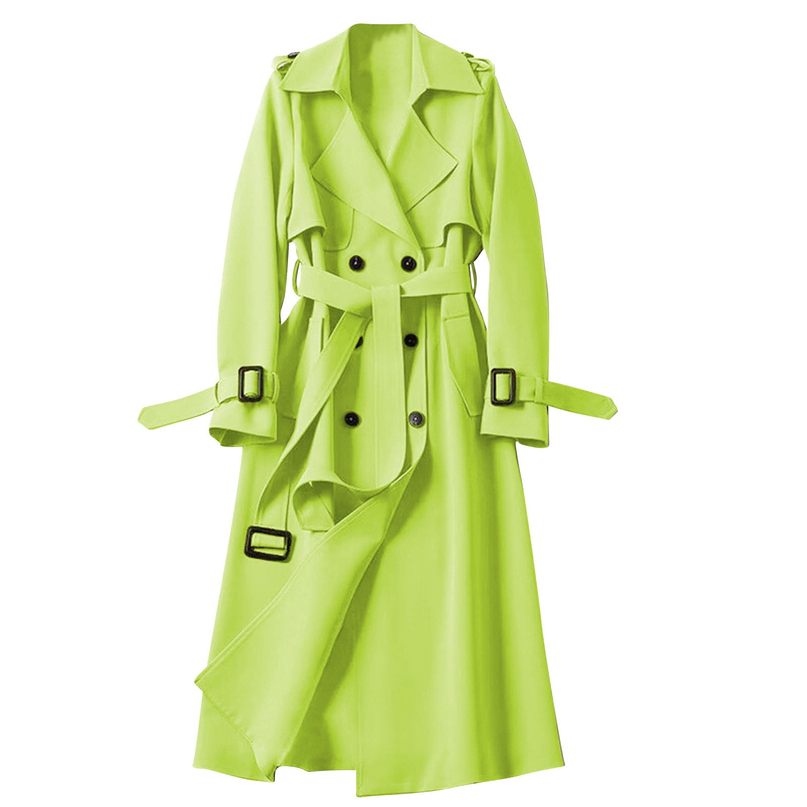 Soki Women's Long Double-Breasted Trench Coat Fall Winter Jacket with Belt