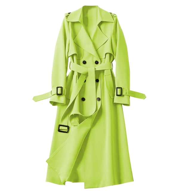 Soki Women's Long Double-Breasted Trench Coat Fall Winter Jacket with Belt