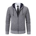thumbnail image 1 of Wzzjkit Fall Clothes Men's Colid Color Long-sleeved Hooded Zipper Pocket Knitted Sweater Jacket, 1 of 9