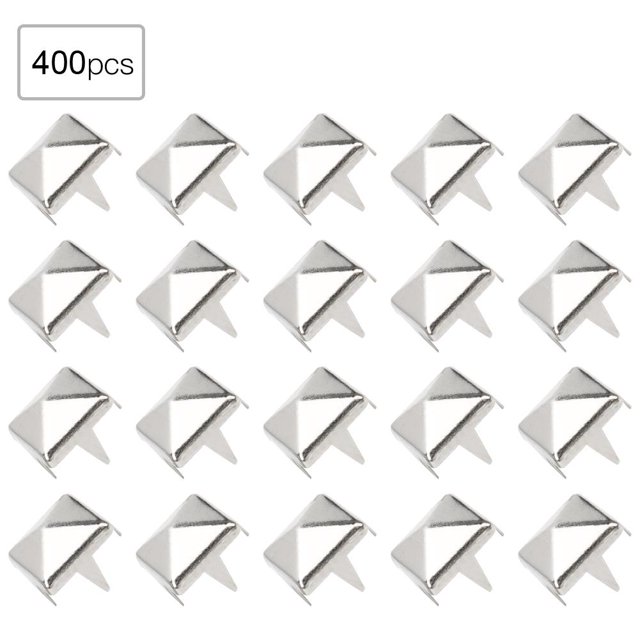 Herwey Square Rivet, 400 Sets 4MM-7MM DIY Leathercraft Spike Rivets Square Spike Studs Bags Shoes Belt Accessories, Square Spike Rivets