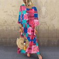 thumbnail image 4 of Robe Maxi Longue Boho en Coton et Lin pour Femmes Grande Taille, Robe Maxi de Plage à Manches Longues, Tunique Kaftan Boho Décontractée, Gitane Ethnique, 4 of 5