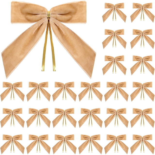 Aufmer 100 Pcs Small Velvet Christmas Bows, Bows for Wreath Gift Craft, Wedding Party Home Decoration
