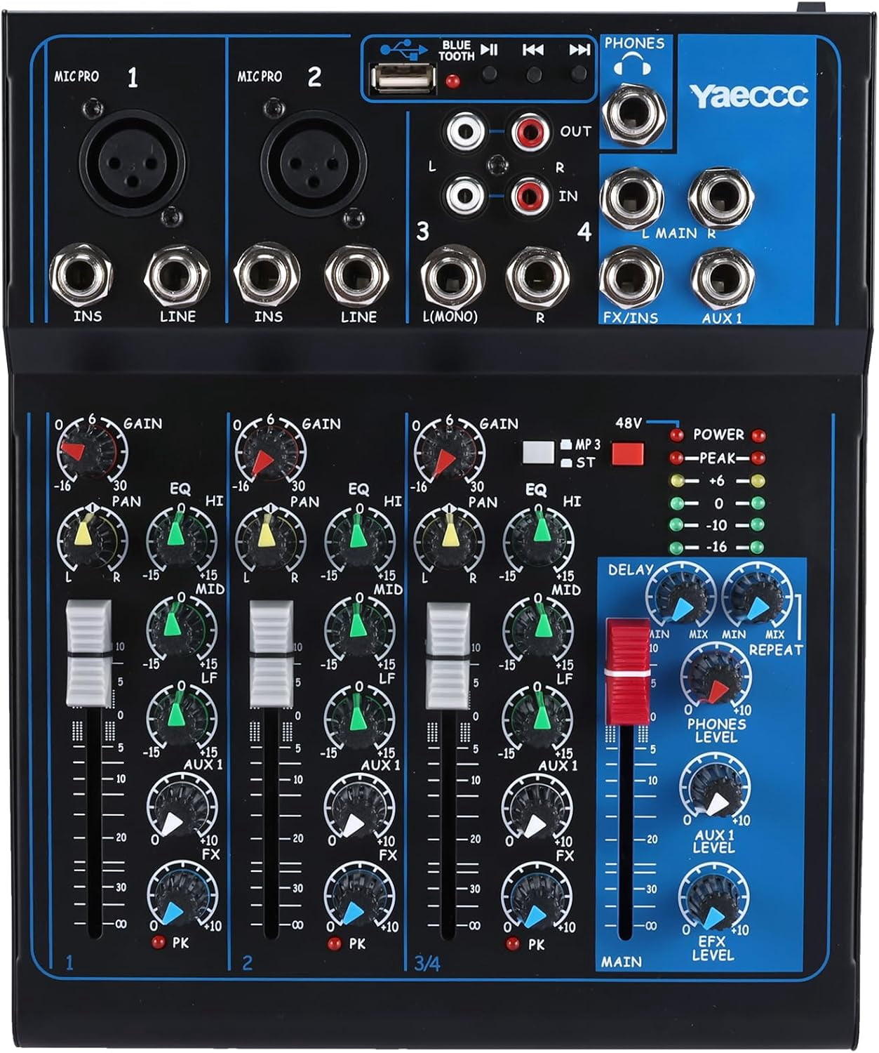 YaeCCC Mic Mixer Audio Sound Mixing Board, DJ Mixer Mixing Console