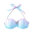 thumbnail image 1 of Kcodviy Strappy Seashell Bikini Top Bathing Suit Shorts Women Set Gradient Swim Tops Push Mesh Swimsuit Top Up Bathing Suit Tops Ladies Swim Wear with Underwire, 1 of 6