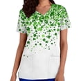 thumbnail image 2 of Mceream Nurse St Patricks Day Shirt for Womens Breathable Plus Size Nurse Working Uniform Shamrocks Print Scrub Tops V Neck Short Sleeve Fun Nursing Uniforms Green XXXL, 2 of 6