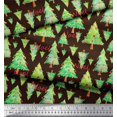 thumbnail image 2 of Soimoi Brown Poly Georgette Fabric Text & Christmas Tree Decor Fabric Printed Yard 42 Inch Wide, 2 of 5