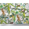 thumbnail image 2 of Soimoi Polyester Crepe Fabric Branches,Parrot & Leopard Jungle Print Fabric by Yard 52 Inch Wide, 2 of 3