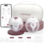 Momcozy M5 Smart App Control Hands Free Breast Pump, Electric Wearable Breast Pump with 3 Modes & 9 Levels, 2 Pack, Cozy Red