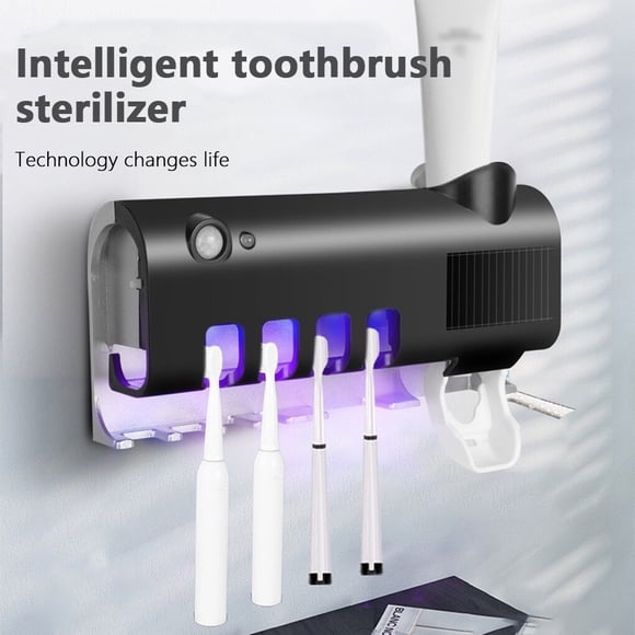 Xingzhi Smart Induction Toothbrush Holder Tooth Brush Detachable Stand Wall Mounted Punch-free Dispenser Rack Organizer Bathroom Black