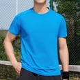 thumbnail image 1 of Styesk T Shirts for Man Solid-Color Casual Elastic Sports Short Sleeved Round-Neck Blouses, 1 of 5