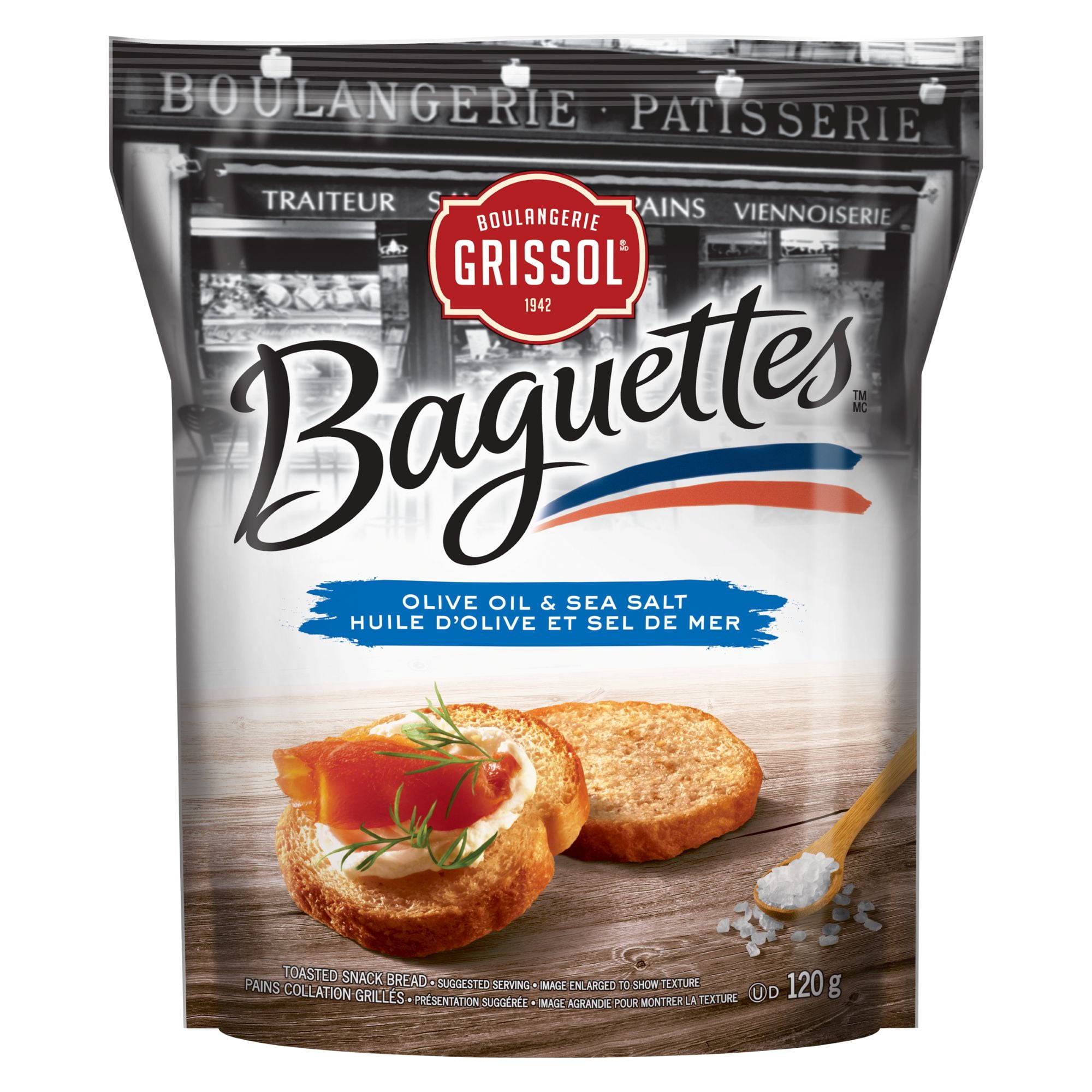 Boulangerie Grissol Baguettes Huile d’olive et sel de mer, 120g
