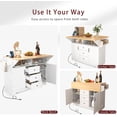 thumbnail image 4 of Grand Îlot de Cuisine Moderne avec 2 Rallonges Rabattables, Chariot de Cuisine Roulant sur 5 Roues avec Prise de Courant, Table de Salle à Manger Pliante pour Cuisine, Salle à Manger (Blanc/pliable), 4 of 9