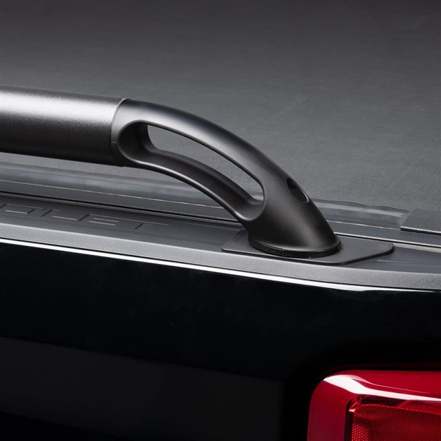 Putco Bed Side Rail 47896 BOSS Locker; Direct Fit; Stake Pocket Mount; Powder Coated; Black; Stainless Steel With Nylon End; With Built In Tie Downs; Not Compatible With Tool Box