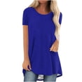 thumbnail image 1 of Timegard Hauts pour Femmes Col Rond Manches Courtes Tuniques pour Porter avec des Leggings Mi-Longs T-Shirts Confortables Été, 1 of 5