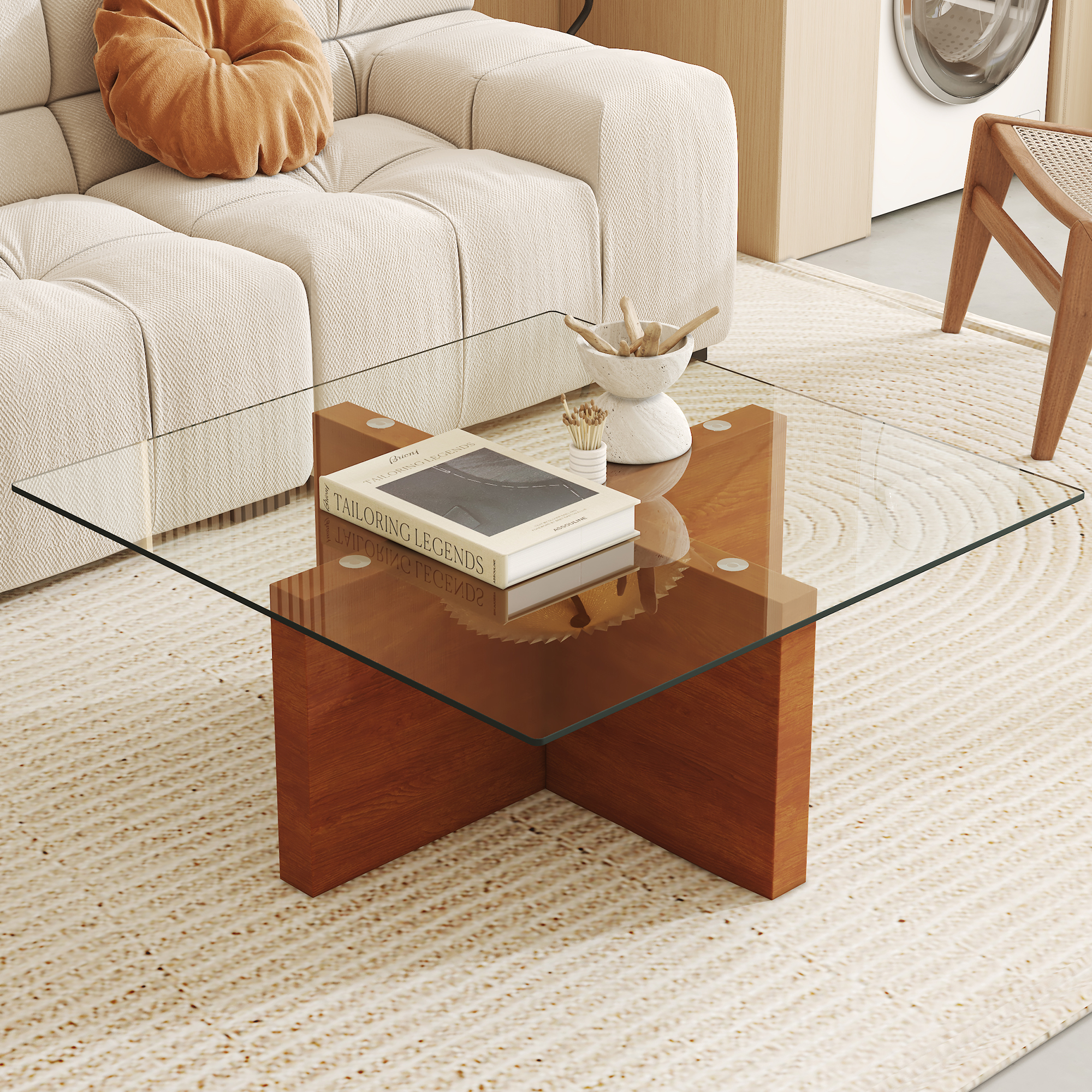 Noble House Table basse en verre trempé carré 36", transparent résistant à la chaleur, pour cuisine et restaurant, transparent